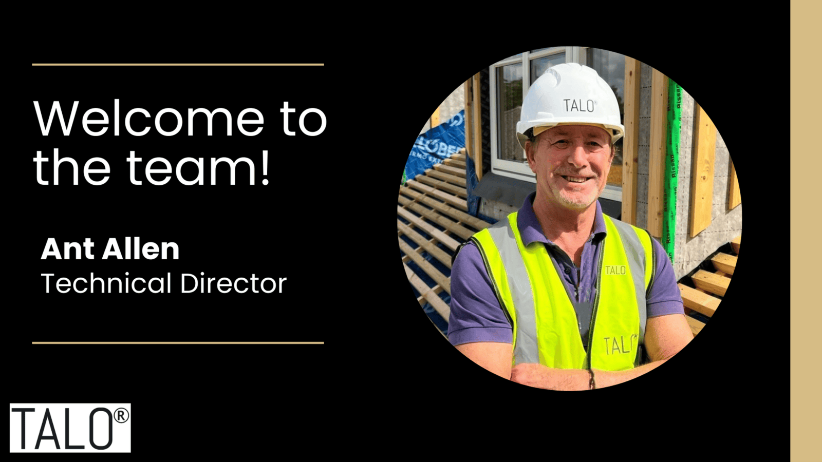 Construction industry leader Ant Allen joins TALO as Technical Director
