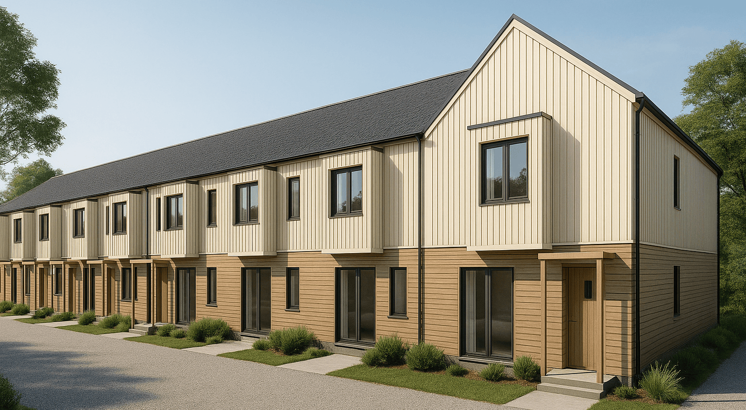 An illustration of mews-style homes built by TALO